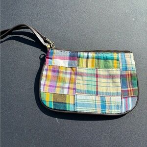 J. Crew Multicolor Patchwork Plaid Wristlet Clutch